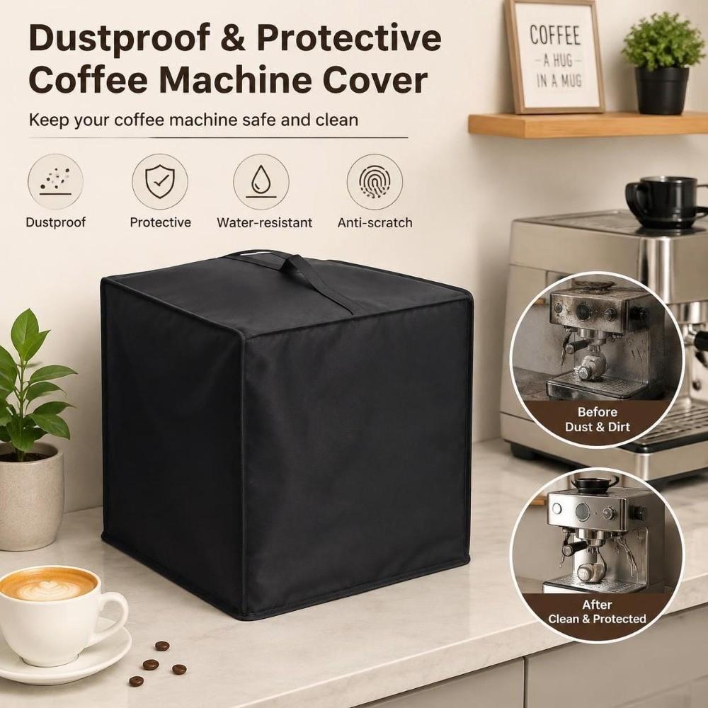 Reusable Espresso Machine Dust Cover Black Coffee Maker Cover Countertop Appliance Protection