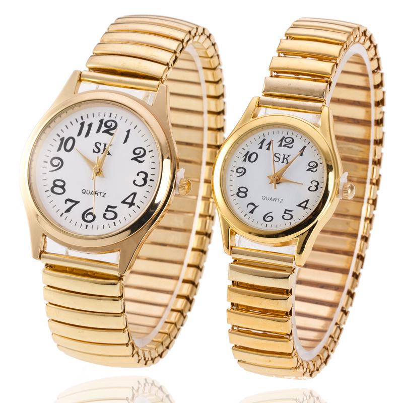 Montre-bracelet élastique de mode montre à quartz numérique simple pour hommes femmes montre de couple