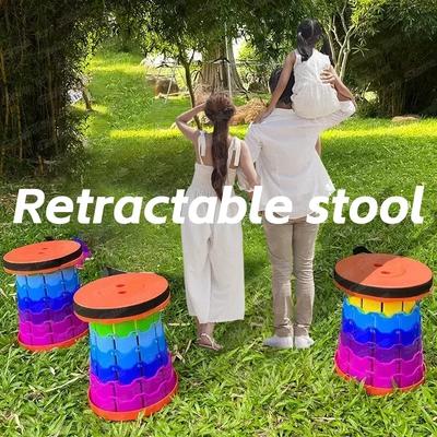Verdickter Reise-Outdoor-Regenbogen-Ausziehbarer Klapphocker, Tragbarer Ausziehbarer Hocker für Hochgeschwindigkeitszüge und Züge, Outdoor-Stuhl