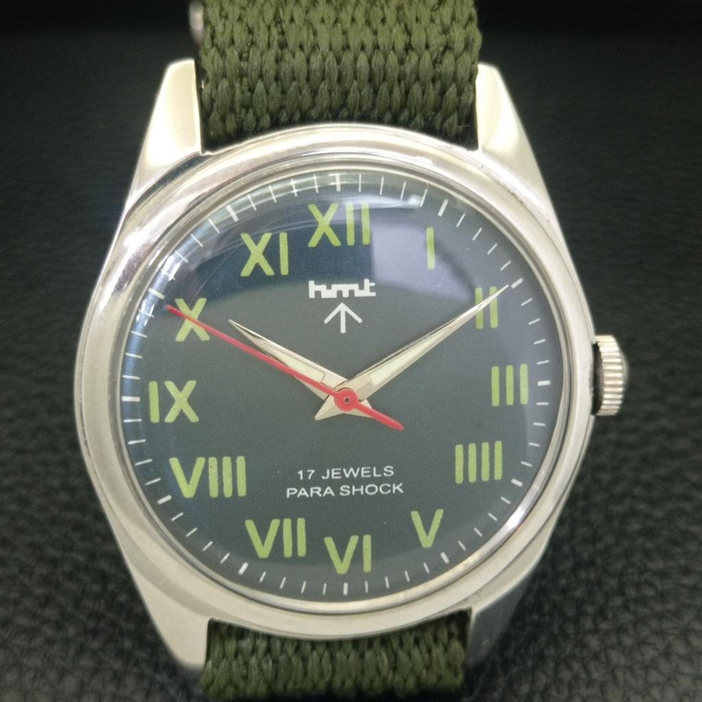 INDIAN VINTAGE HMT HAND-WINDING MENS ROMAN FIGURE BLUE DIAL WATCH A702860-1