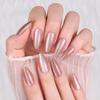 Light Brown Oval Cat Eye Press-On Nails - Medium Length, Luxury Solid Color