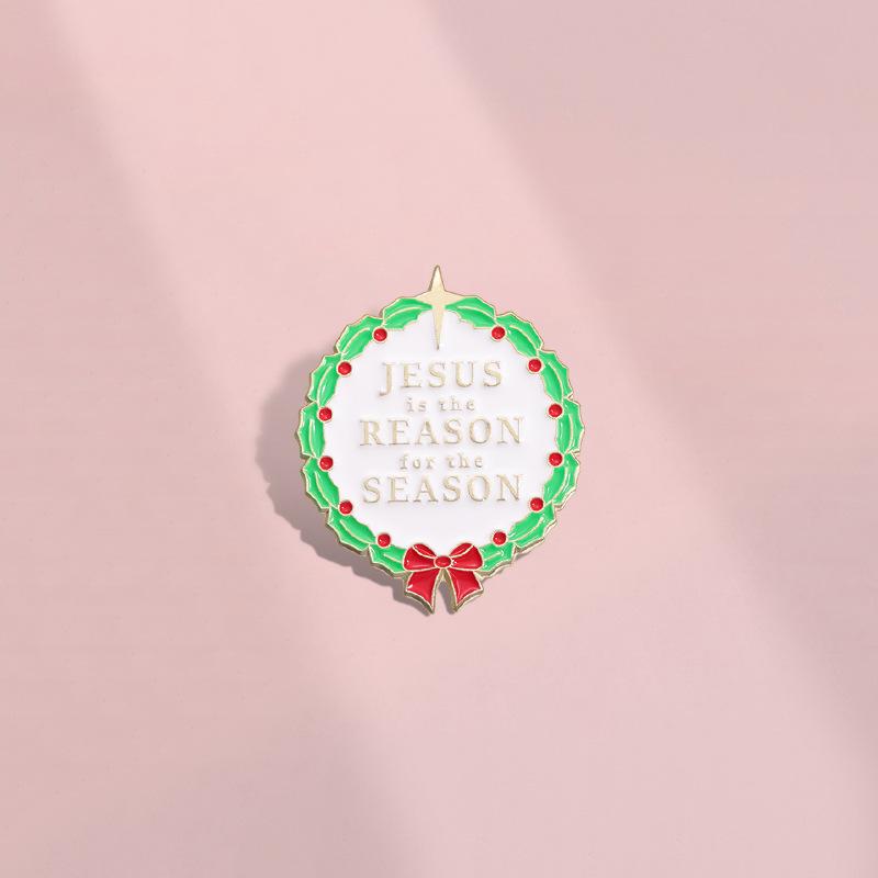 Fun Festive And Geometric Round Christmas Brooch With Vibrant Colors And Cartoon Appeal