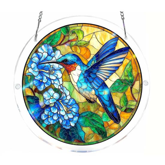 Acryl Puzzlesonnensammler, Lebensbaum/Blumen im Buntglas-Stil Fensterhänge-Dekoration, DIY Sonnensammler-Set für Zuhause, Garten