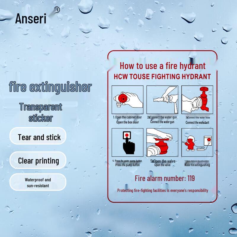 Ancai Rui Fire Safety Instruction Transparent Decal