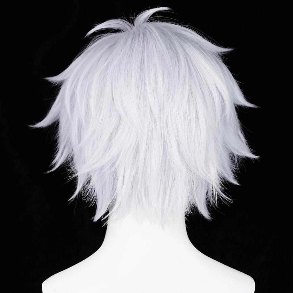 Gojo Cosplay Paruka Pánská Krátká Stříbrno Fialová Syntetická Paruka Nadýchané Špičaté Vlasy Paruky pro Anime Cosplay Halloweenský Kostým
