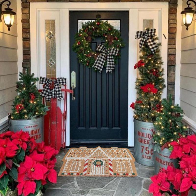 Palace Shaped Kitchen Rugs Christmas Decoration Floor Mat Christmas Door Mat For Indoor Bedroom Front Door Carpet New Year Gift