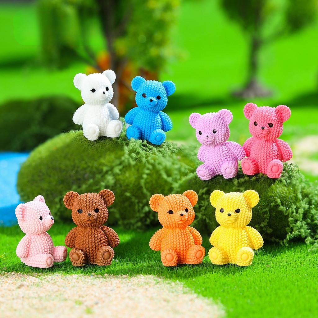 10Pcs/lot Cartoon Bear Animal Miniatures Resin Ornaments Fairy Garden Decoration Moss Terrarium Micro Landscape