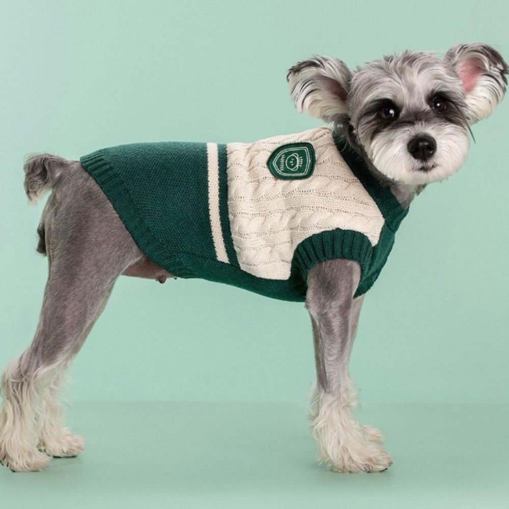 Round Neck Dog Warm Sweater College Style Dog Hoodie Casual Pet Knitted Vest  Daily Wear