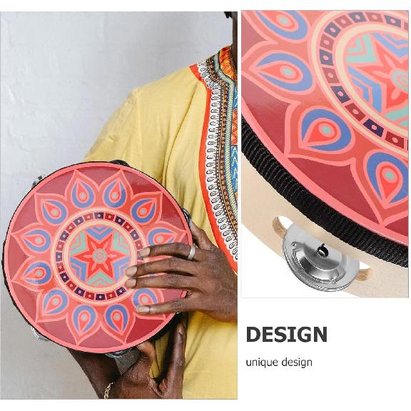 8 Inch Wooden Tambourine - Hand Held Musical Instrument with Stainless Steel Jingles, Multi-Color Design for Dance, Performance, Wedding, and Parties