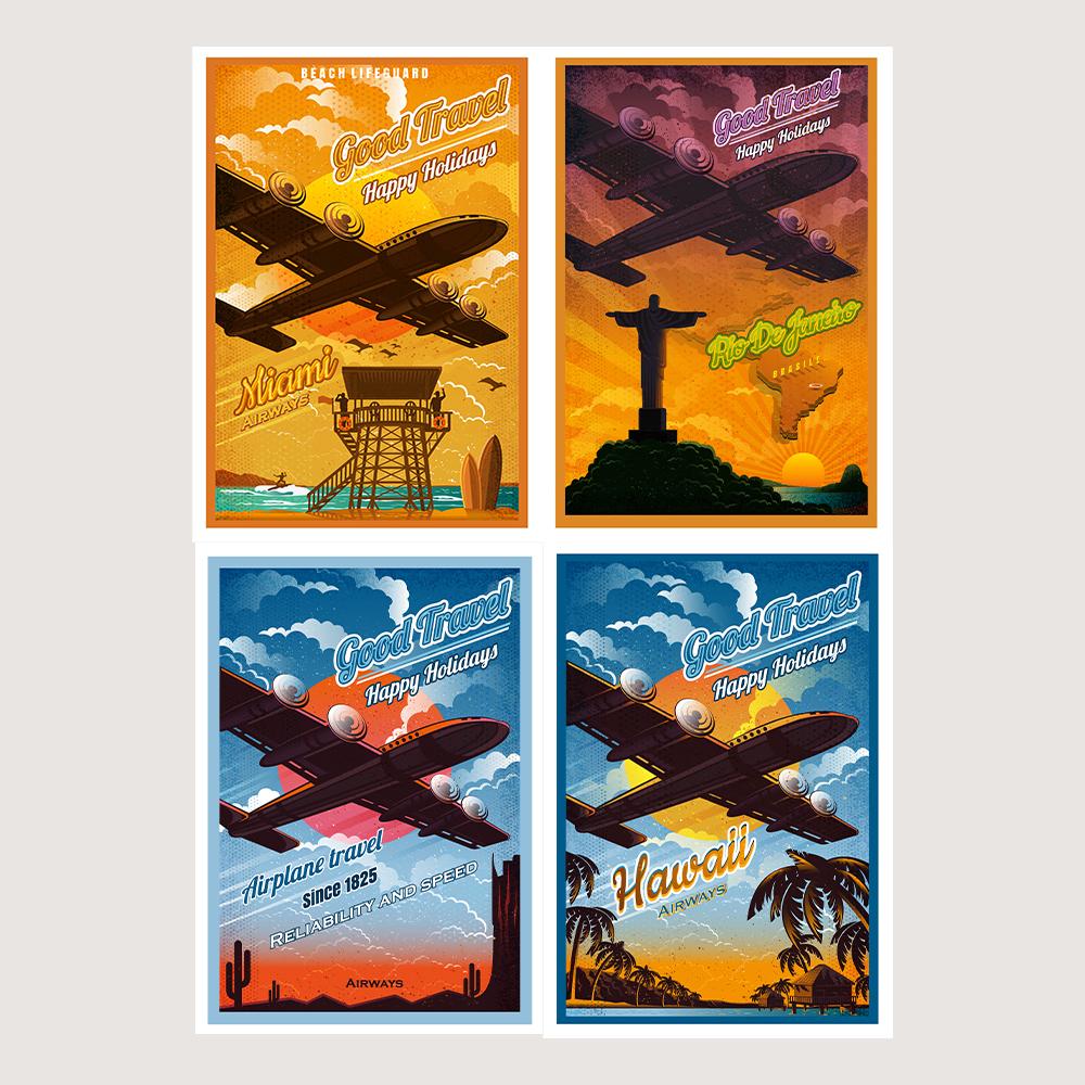 

Плакат с самолетом в стиле ретро, ​​украшение для комнаты, кафе, живопись, бар, клуб, кухня, семейный человек, пещерная стена 21cm×30cm NoFrame