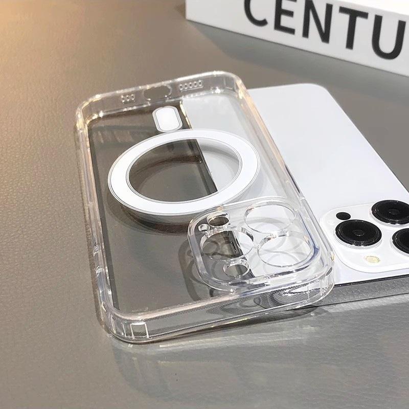 Magnetic Case For iPhone 16 15 14 13 12 Pro Max Case Anti Yellow Transparent Cover For iPhone 16 Pro Wireless Charger Thin Cover