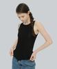 Lomaentinueo Asymmetric Hem Sleeveless Top (Black)