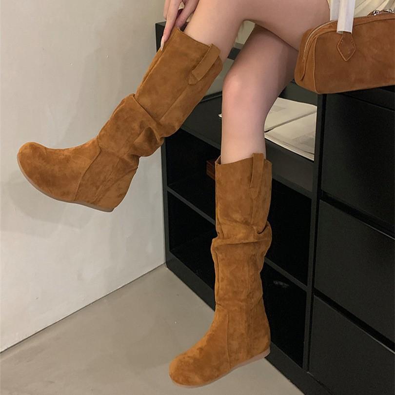 Retro Boots Children's Autumn and Winter 2025 Heightening Single Boots Tall Merad Western Flat-bottomed Stacking Boots