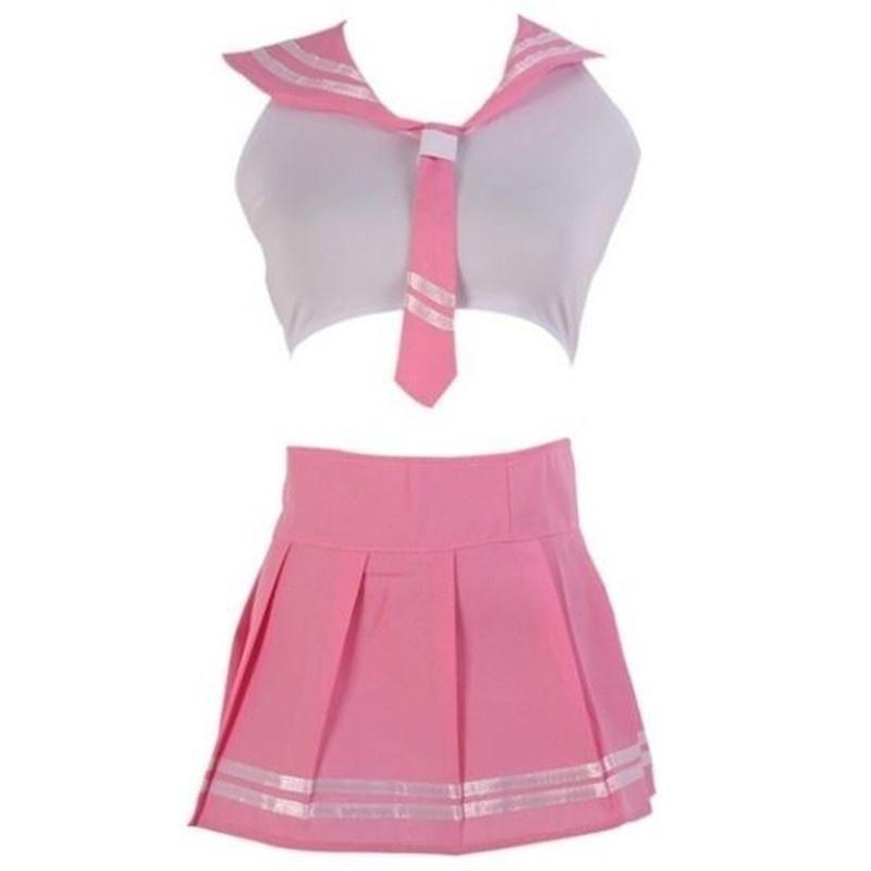 Neue Mode Cosplay College Uniform Stil Japanische Sexy Cosplay Uniform Kurzarm Top und Minirock Set Frauen Kostüm Plus Größe