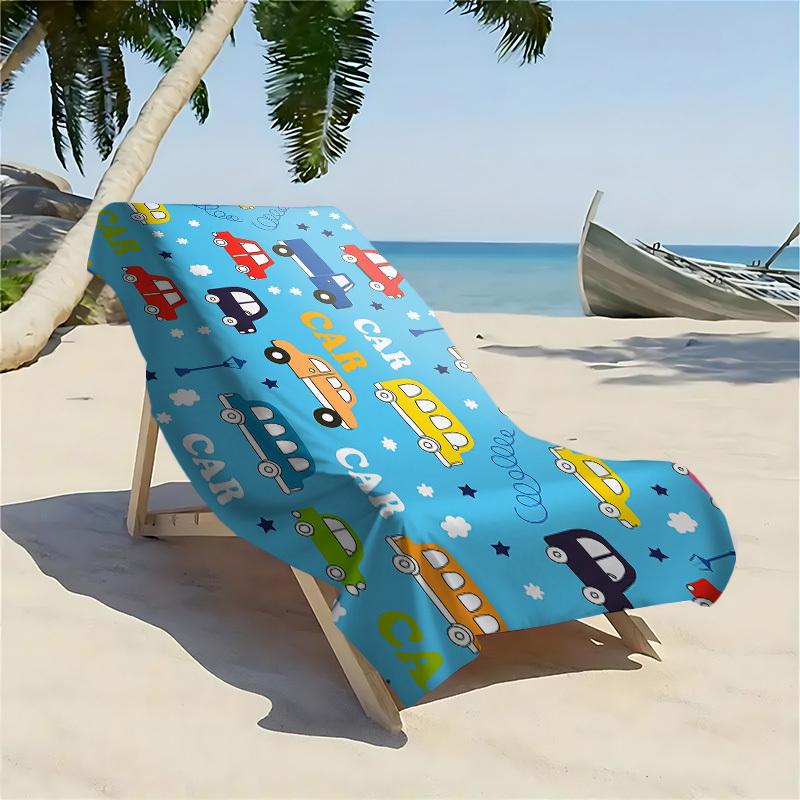 Cute Car Pattern Beach Towel High Water Absorption Quick Drying Soft and Lightweight Perfect for Yoga Swimming and Camping