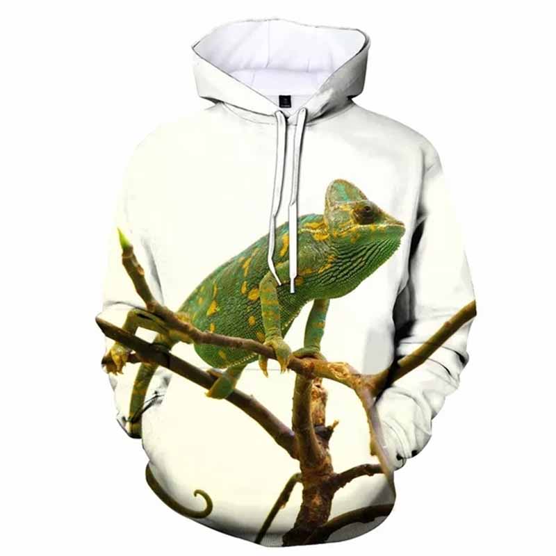 Chameleon Lizard Hoodie Animal 3D Print Men Women Streetwear Hoodies Oversized Pullover Hooded Sweatshirts Kids Tops Clothing