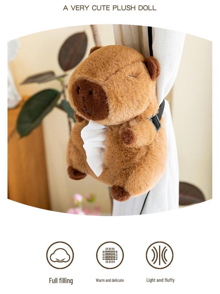 Capybara Plush Toy Car Tissue Box Cover: Cute Storage Ornament Holder