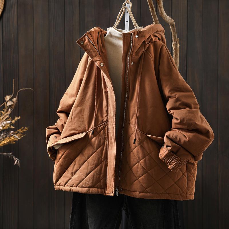 Plus Size Winter Quilted Hooded Jacket - Warm, Stylish, Loose Fit