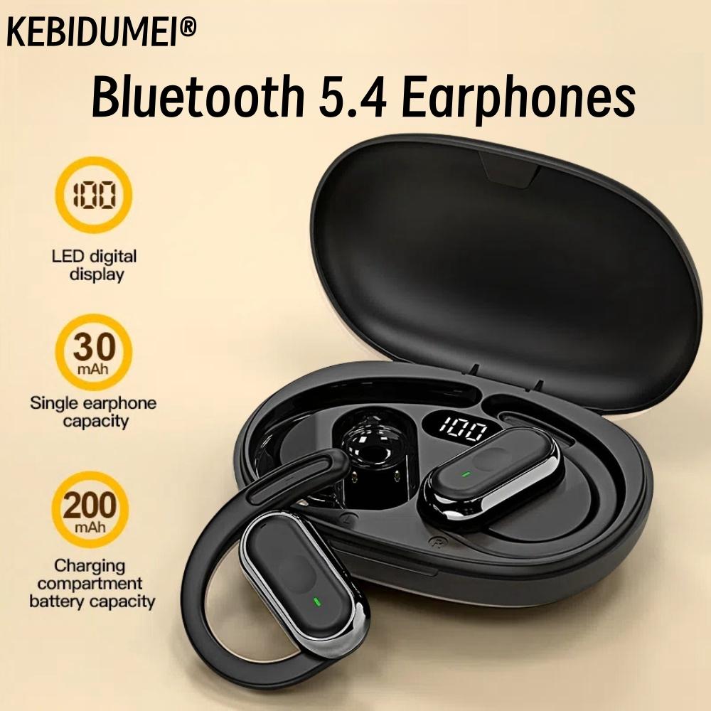 Sports Bluetooth Wireless Headphones with Mic Smart Touch IPX5 Waterproof Ear Hooks Bluetooth Earphones HiFi Stereo Music Earbuds for Running/Workout