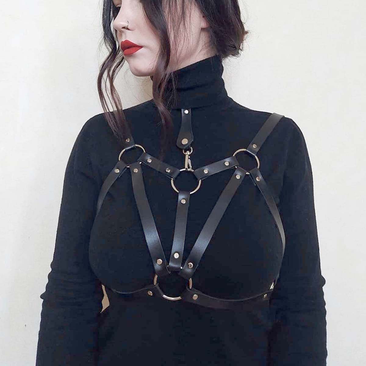 Damen Pentagram Punk Stil Harness BH Gürtel Gürtel Damen Straßenstil Caged Bralette Gothic Gürtel Bekleidungszubehör