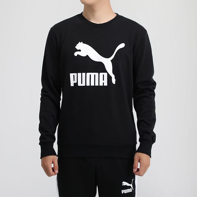 PUMA CLASSICS Sweatshirts Men's Black Crew Neck Moderate Regular 599296-01