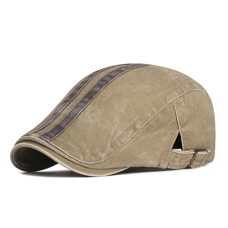 

Spring Wash-Faded Sun Protection Unisex Duckbill Cap - British Style Artistic Painter s Hat Adjustable хаки
