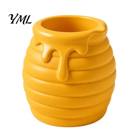Creative Gift for Women 3D Printed Honey Jar Pen Holder, Desk Organizer Office Dressing Table Stationery, Makeup Brush Toothbrush Cute Storage