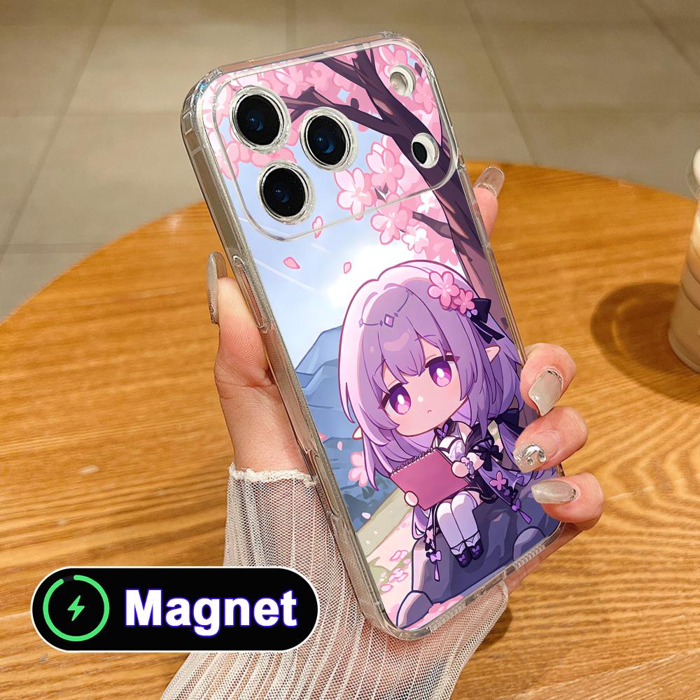 HSR Castorice Clear TPU Magsafe Mobile Phone Case for iPhone 17 16 15 14 13 12 11 Air Pro Max Plus Mini Colorful Cover
