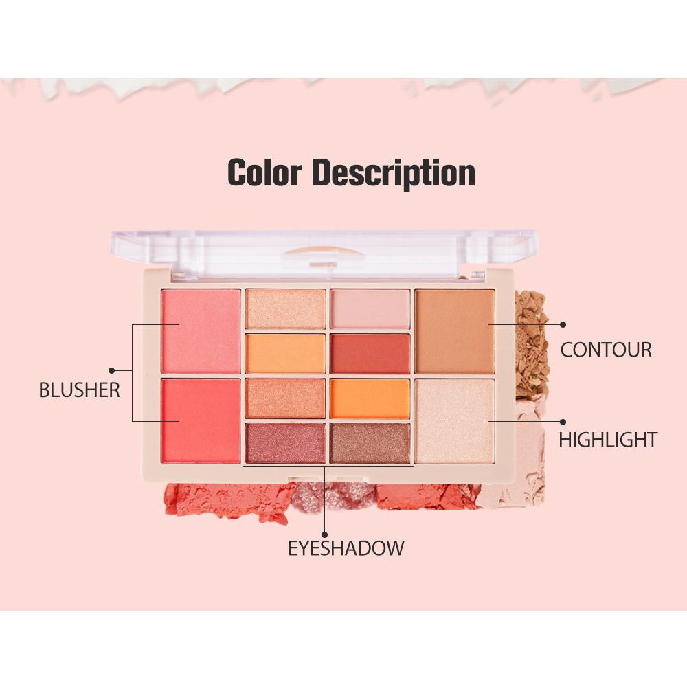 12 Colors Multifunctional Eyeshadow Palette Easy To Color Not Easy To Fly Powder Eyeshadow Highlighter Blush Repair Palette