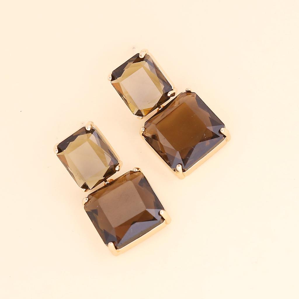 Women's Silver Needle Square Crystal Geometric Clear Resin Drop Earrings Hot Sale New Arrivals Design