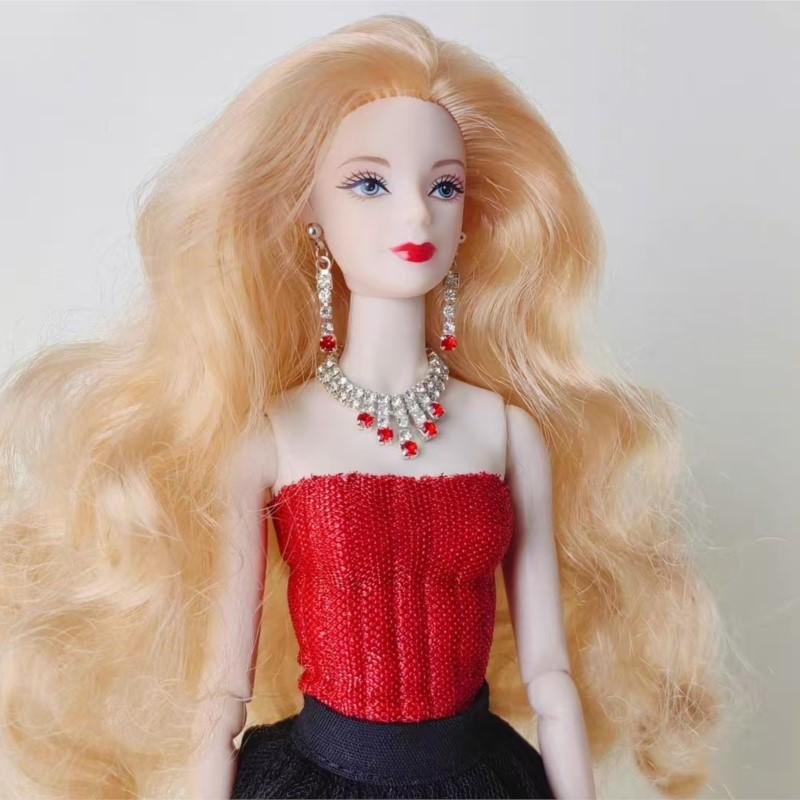 Latest 1/6 Supermodel Doll Faux Diamond Tassel Jewelry Set Accessories Necklace Earrings Party Wear Girl Dress Up For 30Cm Fr Doll