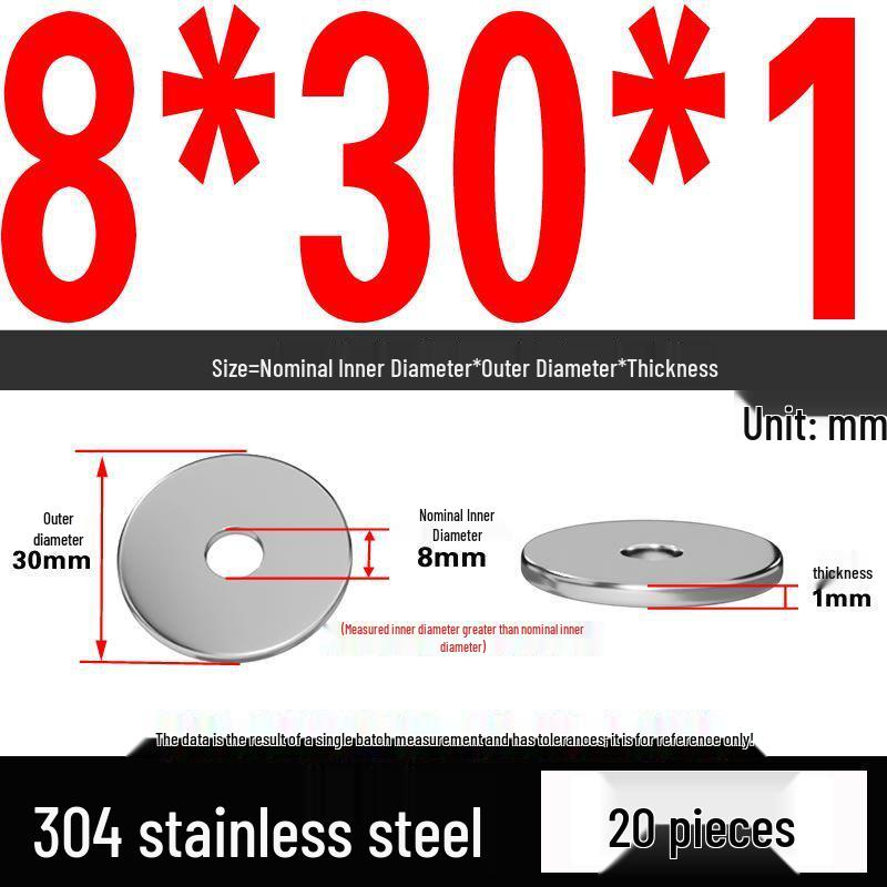 Thickened 304 Stainless Steel Flat Washer Spacer (M2-M36)