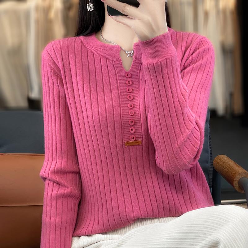 Women's Sweater Autumn/Winter New Solid Color Knitwear V-Neck Pullover Ladies Clothes Fashion Blouse Korean Style Loose Tops