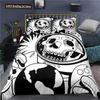 Skull Bedding Duvet Cover Set, White And Black Boho Gothic Skull Skeleton Bones Theme Bed Comforter Cover For Adults Decor