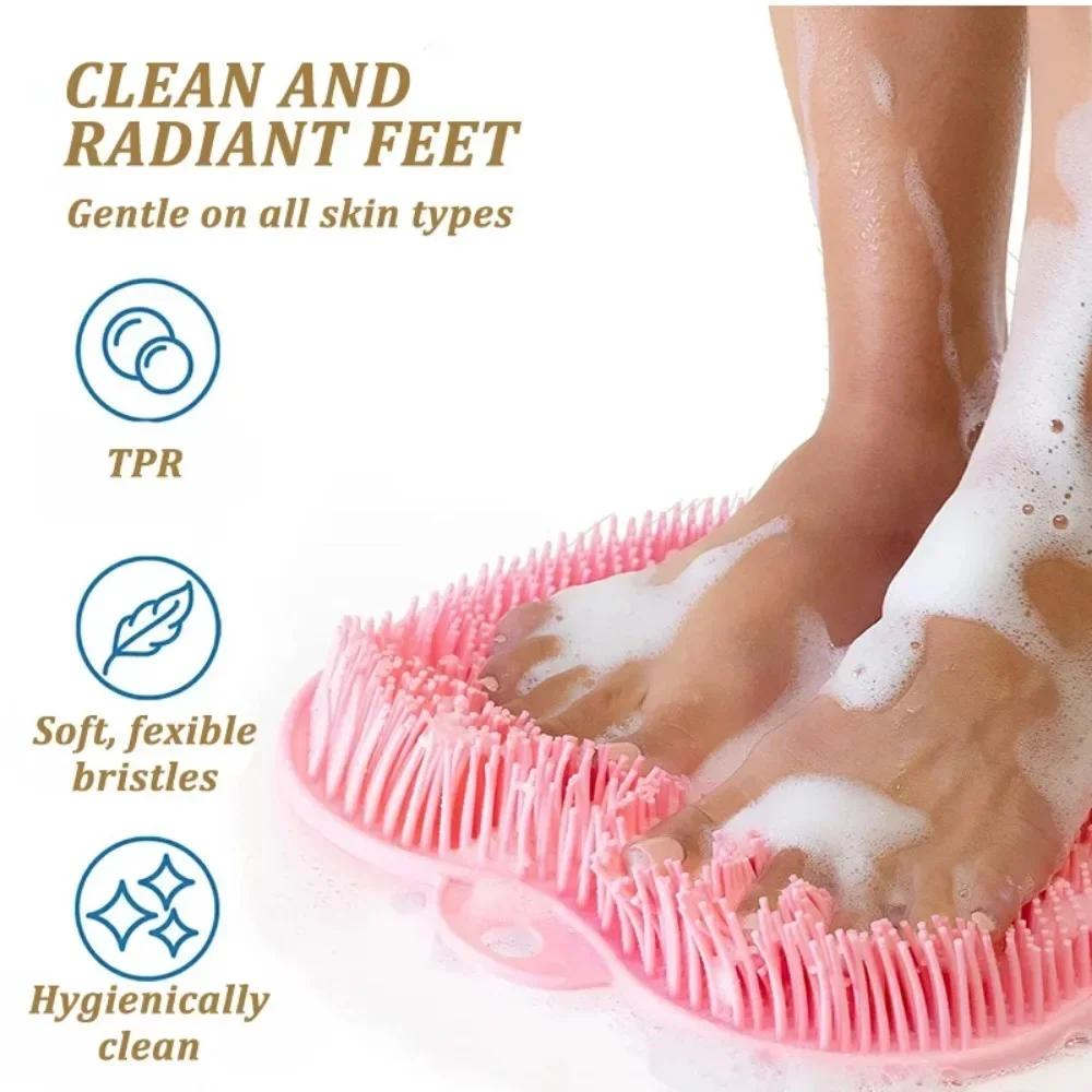 New Exfoliating Shower Massage Scraper Bathroom Non-slip Bath Mat Back Massage Brush Silicone Foot Wash Cleaning Bathing Tool