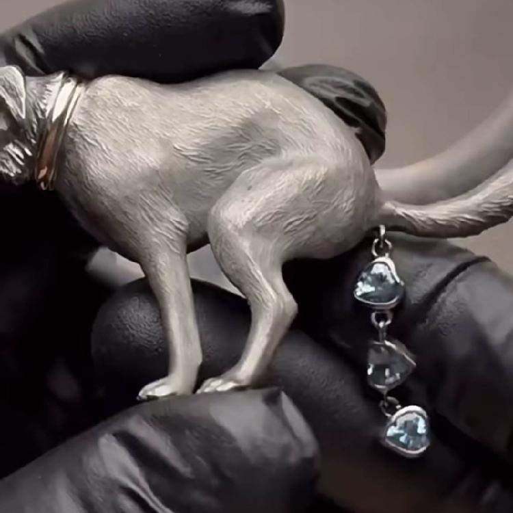 Chic Lapel Pin Accessory Eye Catching Dog Poop Brooch with Dazzling Heart Stone