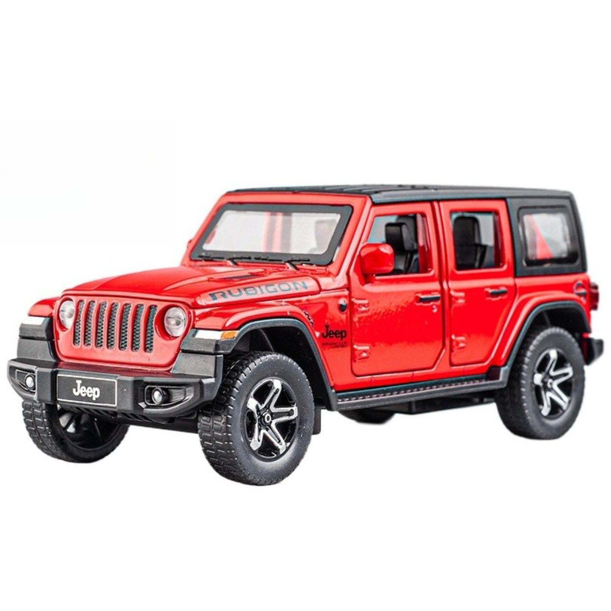 

1/32 Jeep Wrangler Rubicon Модель игрушечного автомобиля с высокой имитацией звука и света внедорожная литая коллекционная игрушечная машина для детей красный