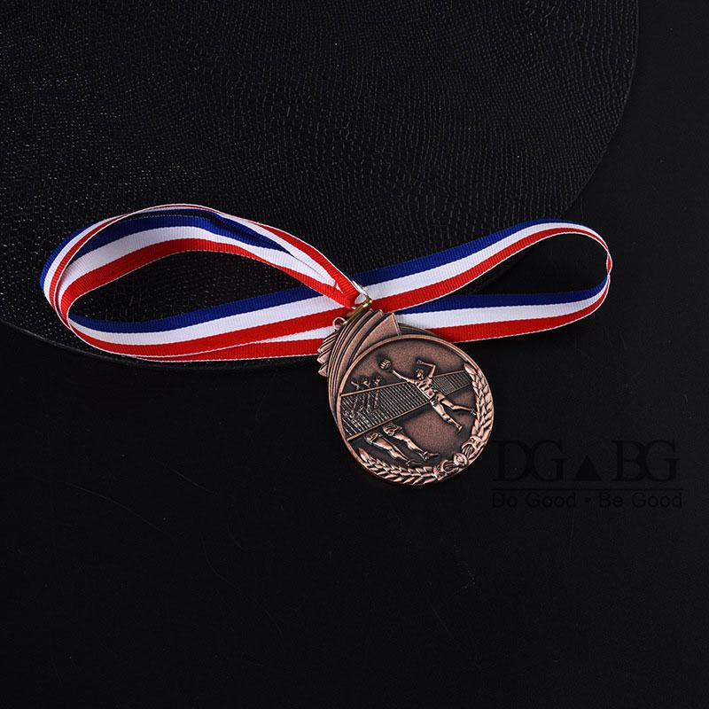 

Gold Silver Bronze Medals 1St 2Nd 3Rd Volleyball Sports Trophy Award Bright Antique Attached Red White Blue Ribbon Souvenir Gift