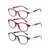 3PCS Anti-Fatigue Reading Glasses  Blue Light BlockingGold Cut-Out Temple DesignHD Resin Lenses for Men & Women