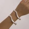 SHIXIN 2Pcs/Set Punk Irregular Wave Open Bangles for Women Luxury Geometry Round Large Gold Color Cuff Bracelet Hand Jewelry New