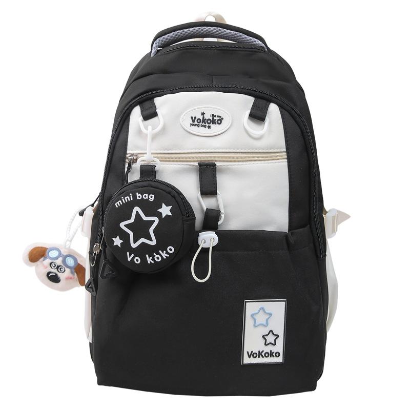 Schoolbag schoolbag for female junior high school students ins college style casual contrasting color backpack for third to sixth graders High school