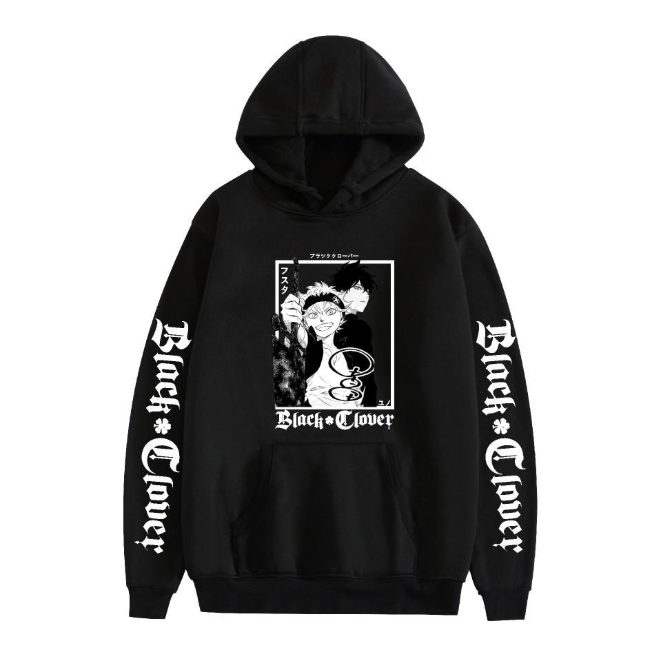 Black Clover Mens Casual Hoodie Sweatshirt CARTOON Hoodie Pullover Unisex Oversized Sweatshirt XS чёрный