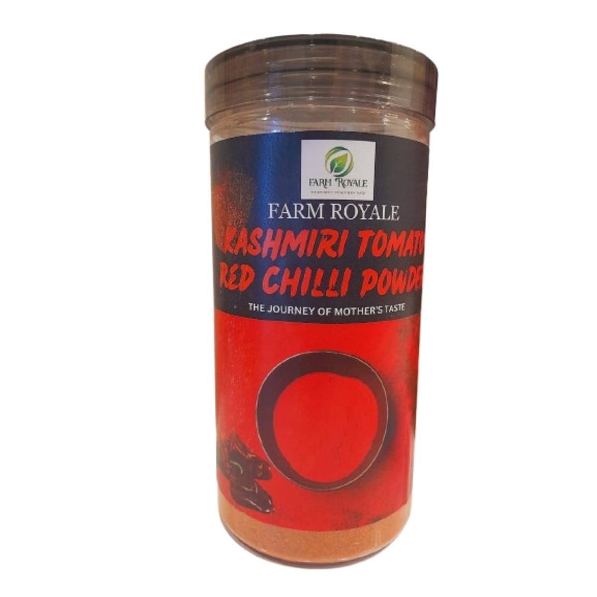 Farm Royale Kashmiri (Tomato) Red Chilli Powder 500g | Lal Mirch Powder | Rich Color Mild Heat | Natural & Farm Fresh