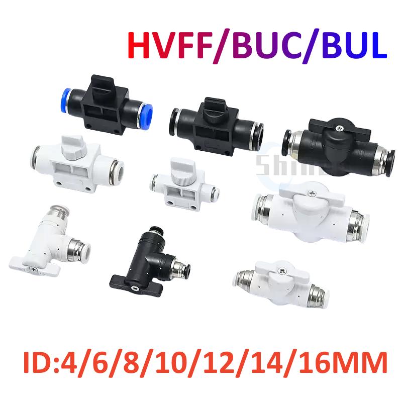BUC BUL BUM BTC 4mm 6mm 8 10 12mm Pneumatic Push In Quick Joint Connector Hand Valve To Turn Switch Manual Ball Current-limiting