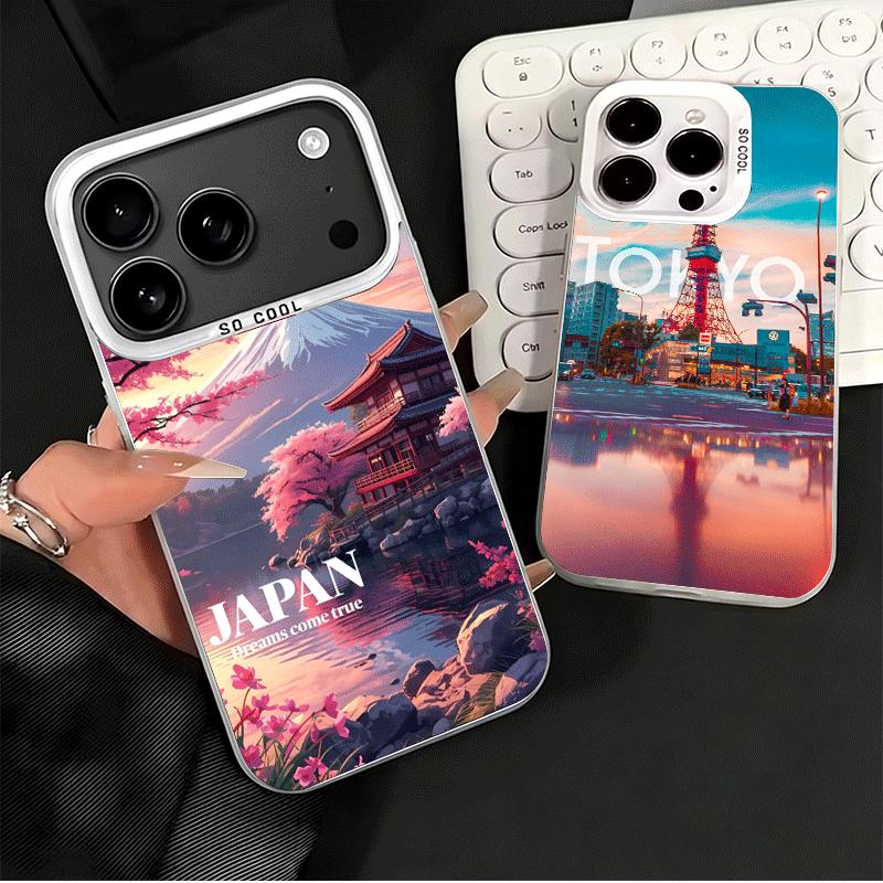 Osaka Tokyo Japan Scenery Soft Phone Case for iPhone 15 16 17 Pro Max 17Air 16E 14 Plus 13 12 Mini Shockproof Cover Back Shell