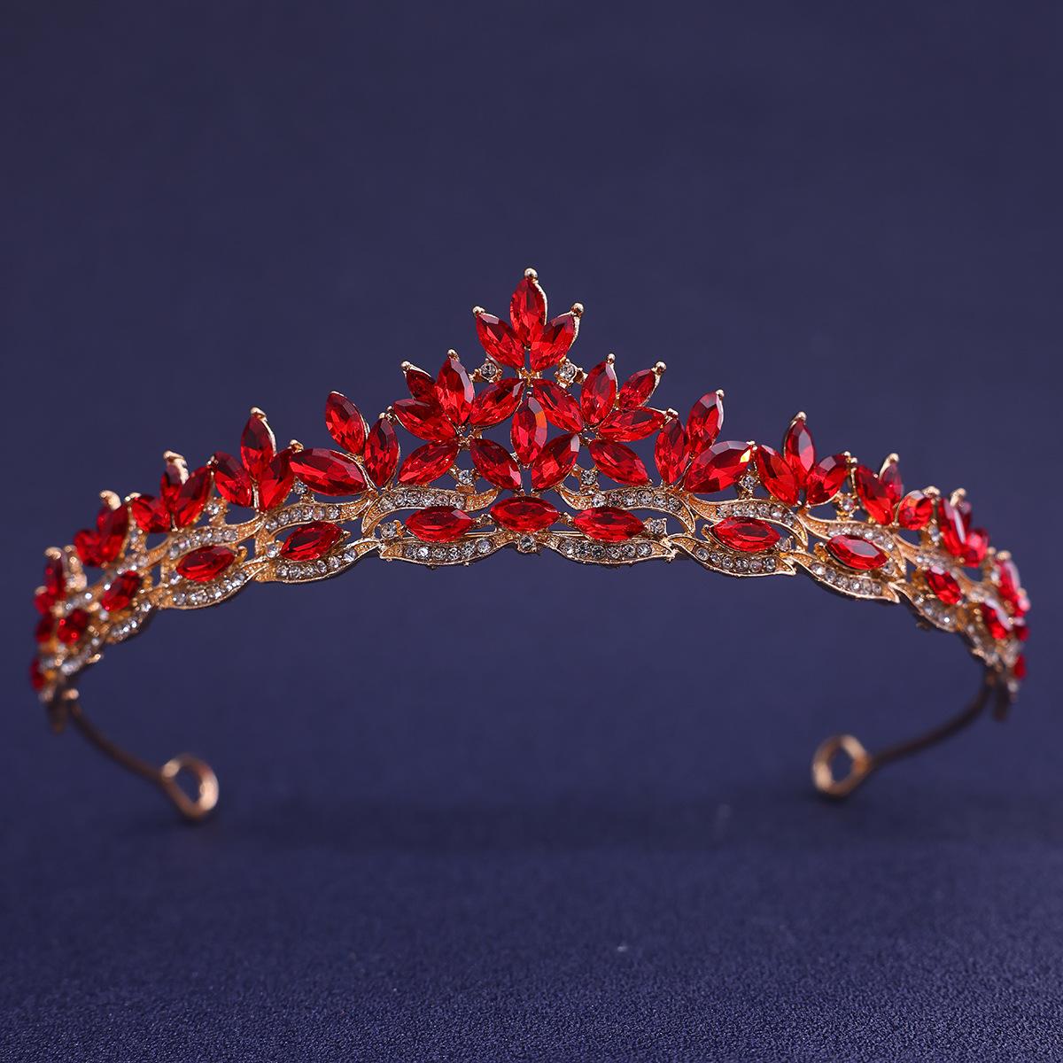 

European Bridal Simple Crown Headgear Multi-Color Alloy Rhinestone Crown Hair Accessories Dress Dinner Hair Accessories 2026 12*4CM красный