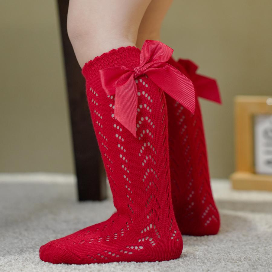 1 Paar Sommer Mode Schleife Baby Mädchen Socken Spanische Lange Socke Kleinkind Kniehoch Atmungsaktives Netz Prinzessin Schlauchsocken Für 0-5 Jahre