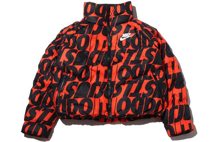 Nike Puffer Jackets Women s Orange Stand Collar Thickened Puffer Jacket CI5024-891 XL