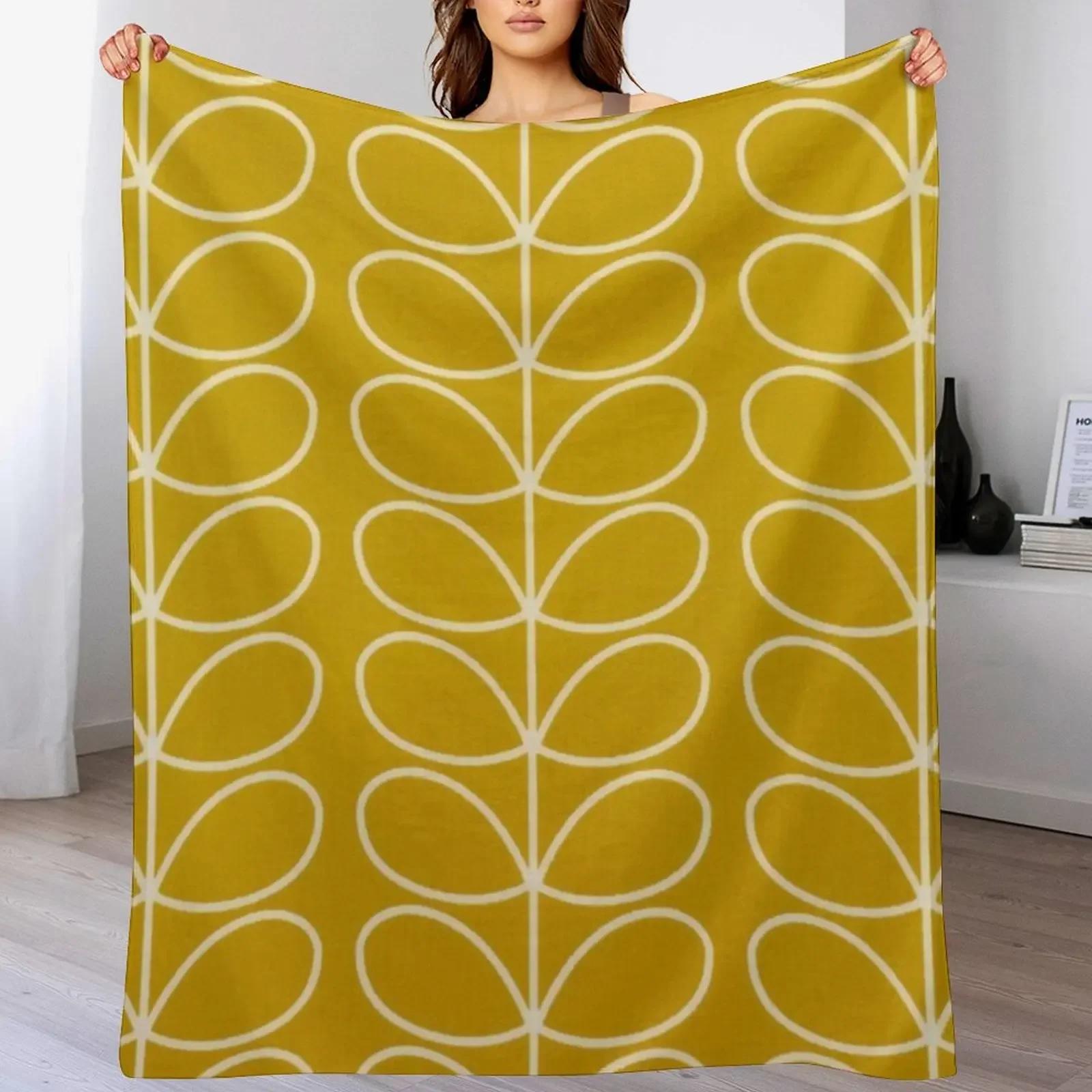 stelo colorato orla kiely, motivo giallo, coperta morbida e soffice orla kiely plaid da letto Coperte nero