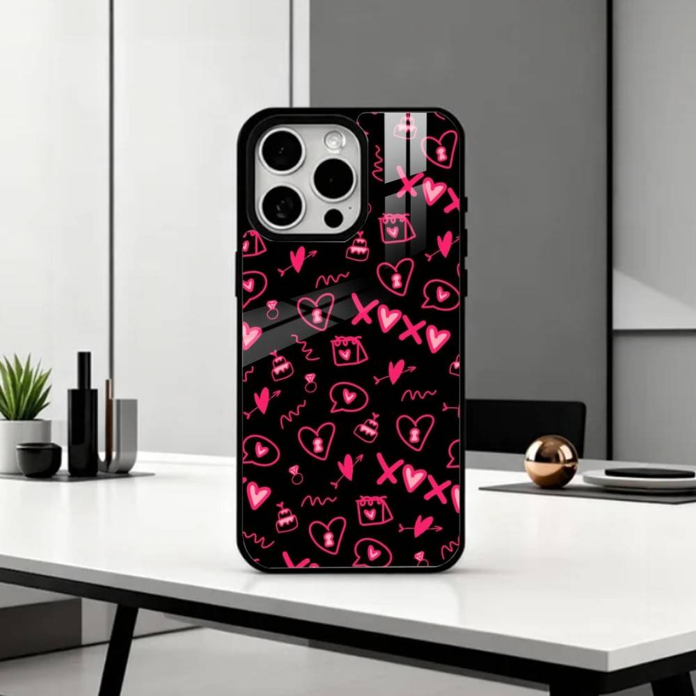 C-Cute P-Pink Love Heart   Phone Case For iPhone17,16,15,14,13,12,11 Plus,Pro Max Magnetic For Magsafe Wireless Charging